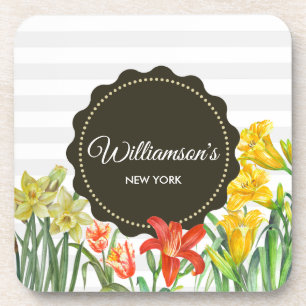 Posavasos Diseño de las flores de primavera del Naranja amar