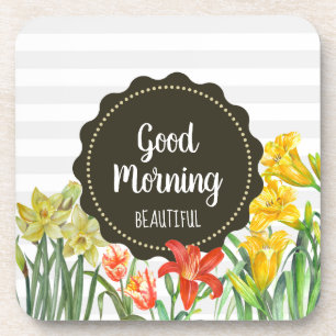 Posavasos Diseño de las flores de primavera del Naranja amar