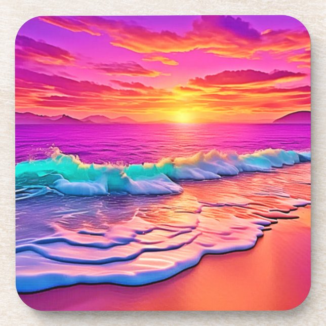 Posavasos Diseño de las olas de la playa de Sunset (Frente)