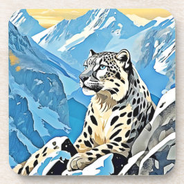 Posavasos Diseño de leopardo de la nieve salvaje
