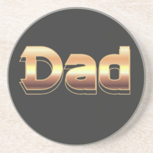 Posavasos Diseño de letras de papá en dorado metálico negrit