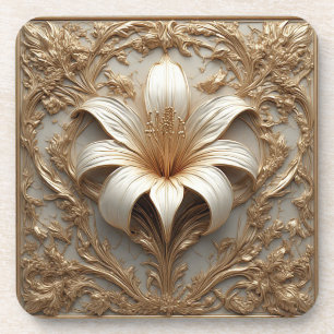 Posavasos Diseño de lirio lujoso con obra de arte ornamental