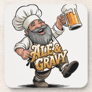 Posavasos Diseño de logotipo de Ale & Gravy con un alegre ch