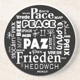 Posavasos Diseño de Mandala de paz en varios idiomas