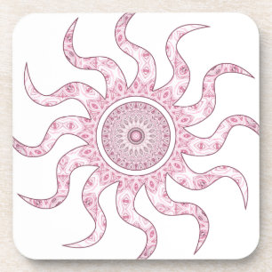 Posavasos Diseño de Mandala de Sol Rosa