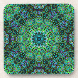 Posavasos diseño de mandala verde esmeralda