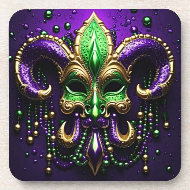 Posavasos Diseño de Mardi Gras Fleur De Lis (Frente)