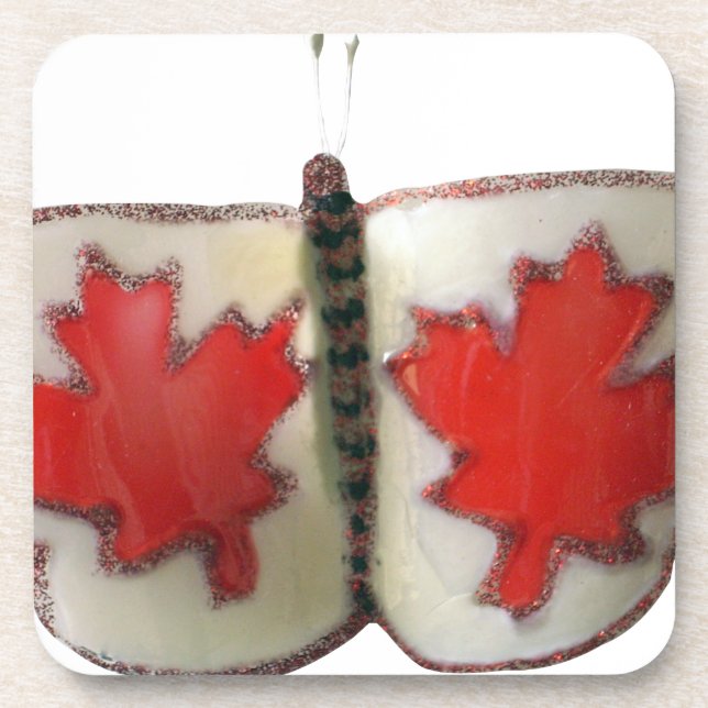 Posavasos Diseño de mariposa de bandera canadiense (Frente)