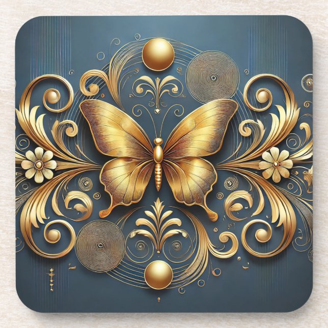 Posavasos Diseño de Mariposa Dorada (Frente)