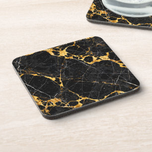 Posavasos Diseño de mármol negro oro de lujo Nero Portoro