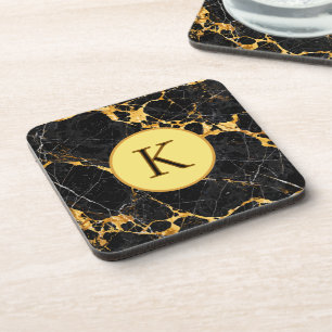 Posavasos Diseño de mármol negro oro de lujo Nero Portoro