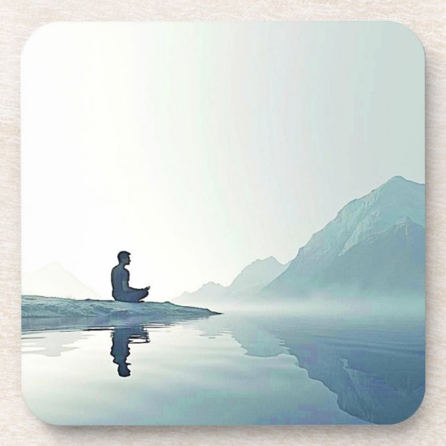 Posavasos Diseño de Meditación Pacífica de Mountain Zen (Frente)