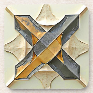Posavasos Diseño de metal dorado abstracto