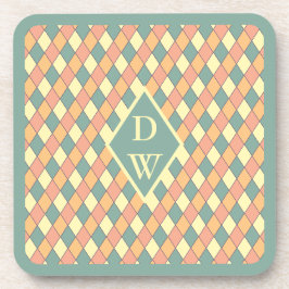 Posavasos Diseño de Monograma de Diamante Harlequin Pastel