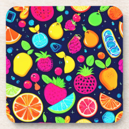 Posavasos Diseño de mosaico de frutas brillante