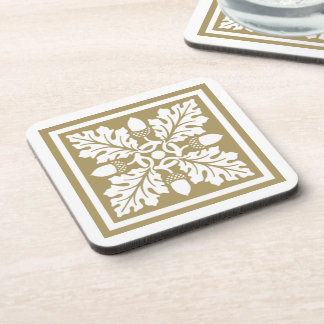Posavasos Diseño de mosaico de hojas y ácoras de teca