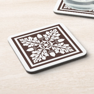 Posavasos Diseño de mosaico de hojas y maíz de Mahogany