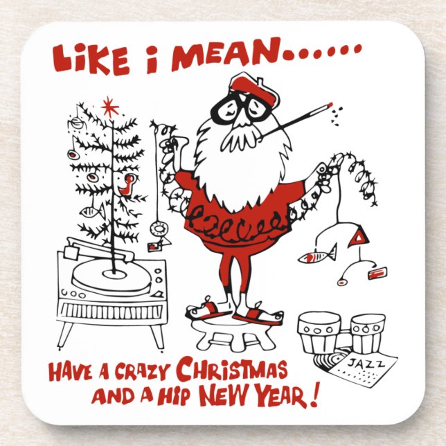 Posavasos Diseño de Navidades Beatnik de época (Frente)