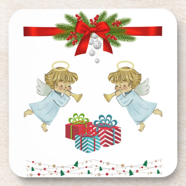 Posavasos Diseño de navidades con ángeles (Frente)