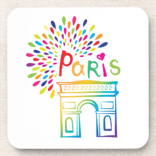 Posavasos Diseño de neón de París Francia el Arco del
