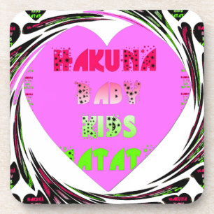 Posavasos Diseño de niños con corazón rosado Hakuna Matata.p