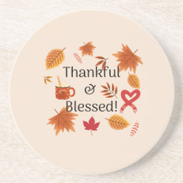 Posavasos Diseño de otoño bendito y agradecido