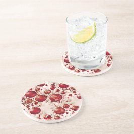Posavasos Diseño de patrón de adornos navideños rojos
