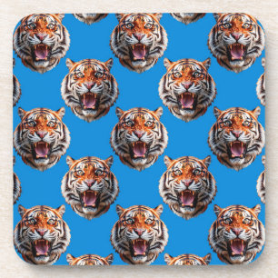 Posavasos Diseño de patrón de cabeza de tigre azul