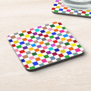 Posavasos Diseño de Patrón de Cuadros Colorido Blanco
