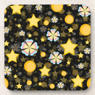 Posavasos Diseño de patrón de flores estrellas sol brilla