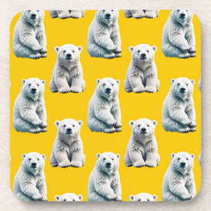 Posavasos Diseño de patrón de oso polar amarillo