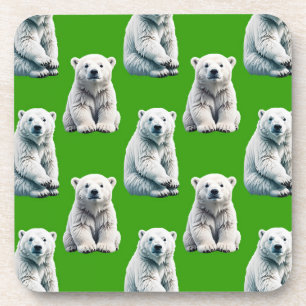 Posavasos Diseño de patrón de oso polar verde