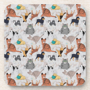 Posavasos Diseño de patrón de perros y gatos lindos