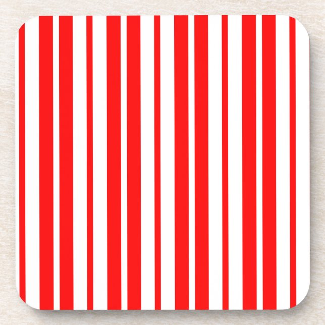 Posavasos Diseño de patrón de rayas verticales blancas rojas (Frente)