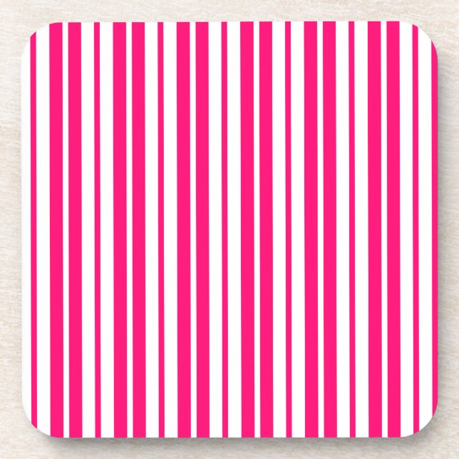Posavasos Diseño de patrón de rayas verticales blancas rosad (Frente)
