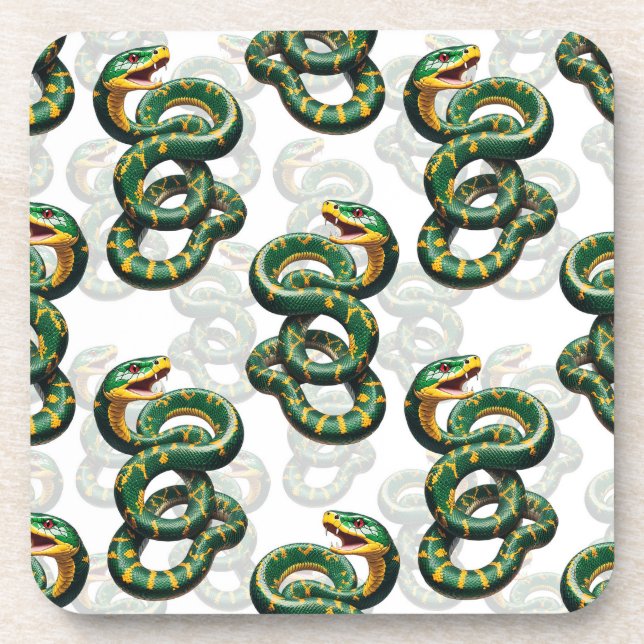 Posavasos Diseño de patrón de serpientes - Blanco (Frente)