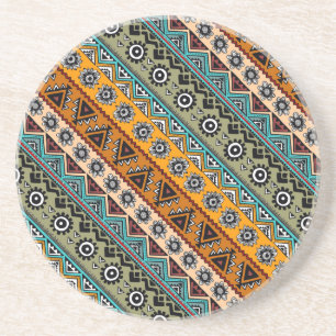 Posavasos Diseño de patrones aztecas étnicos coloridos