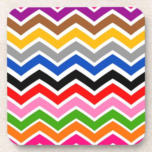 Posavasos Diseño de patrones de chequeo de zigzag multicolor (Frente)