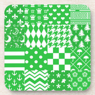 Posavasos Diseño de patrones mixtos de color blanco verde