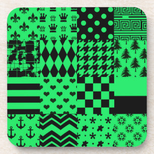 Posavasos Diseño de patrones mixtos de color negro verde