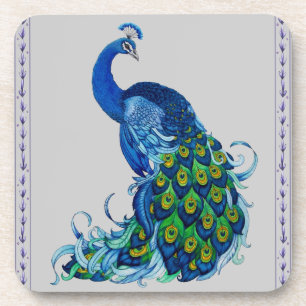 Posavasos Diseño de pavo real clásico