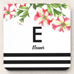 Posavasos Diseño de Petunias de color rosa y blanco