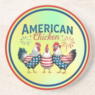 Posavasos Diseño de pollo americano patriótico del 4 de juli