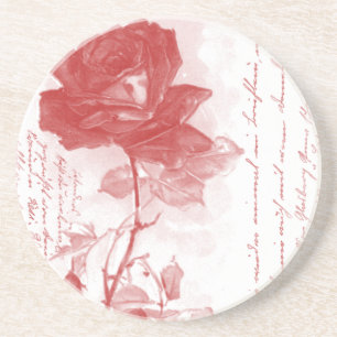 Posavasos Diseño de postales de la rosa roja