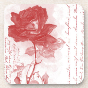 Posavasos Diseño de postales de la rosa roja