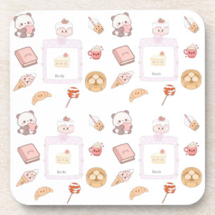 Posavasos Diseño de postre dulce kawaii rosa lindo