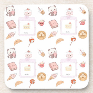 Posavasos Diseño de postre dulce kawaii rosa lindo