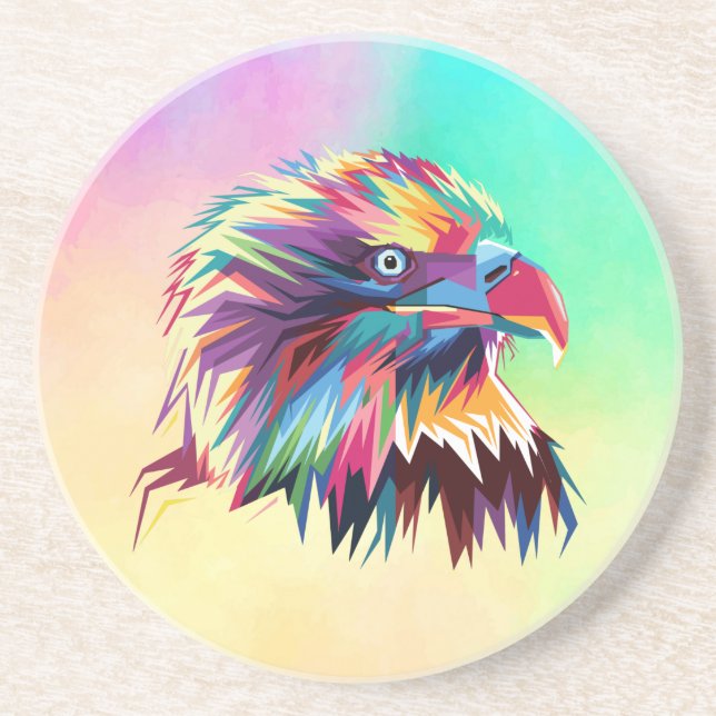 Posavasos Diseño de Prismático Geométrico de Águila Calva-80 (Frente)