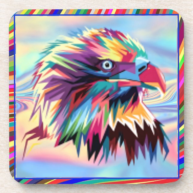 Posavasos Diseño de Prismático Geométrico de Águila Calva-80 (Frente)