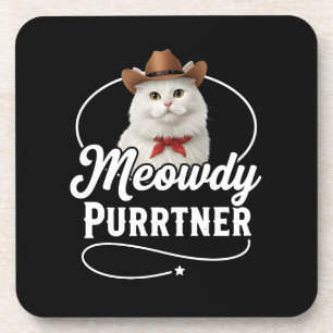 Posavasos Diseño de Pun de Gato Vaquero Occidental Divertido